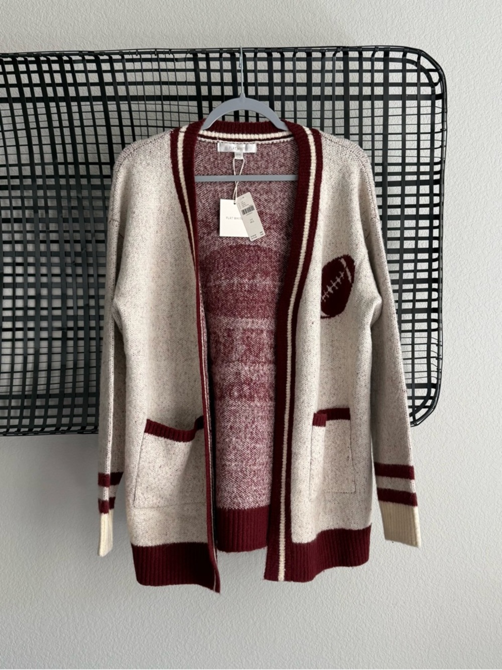 Anthropologie Flat White Game Day Cardigan Sweater - Picture 3 of 8